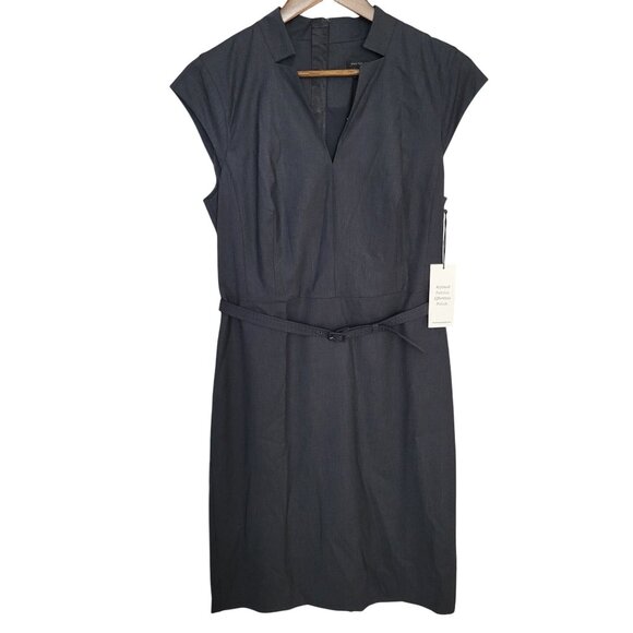 Ann Taylor Dresses & Skirts - Ann Taylor Womens Tropical Wool Belted Notched Collar Dress Size 10 Charcoal NWT